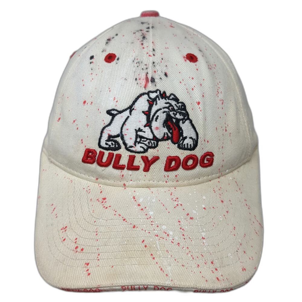 Design Dynamix Bully Dog Logo Baseball Cap Beige One Size Paint Splatter Hat